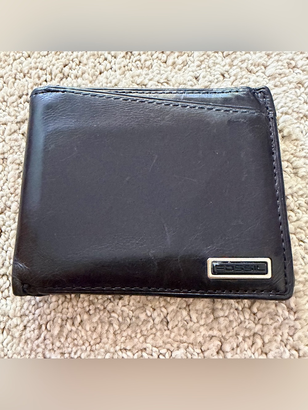 Fossil Men's Black Bifold Wallet Logo Credit Card Folding ID Cash Organizer